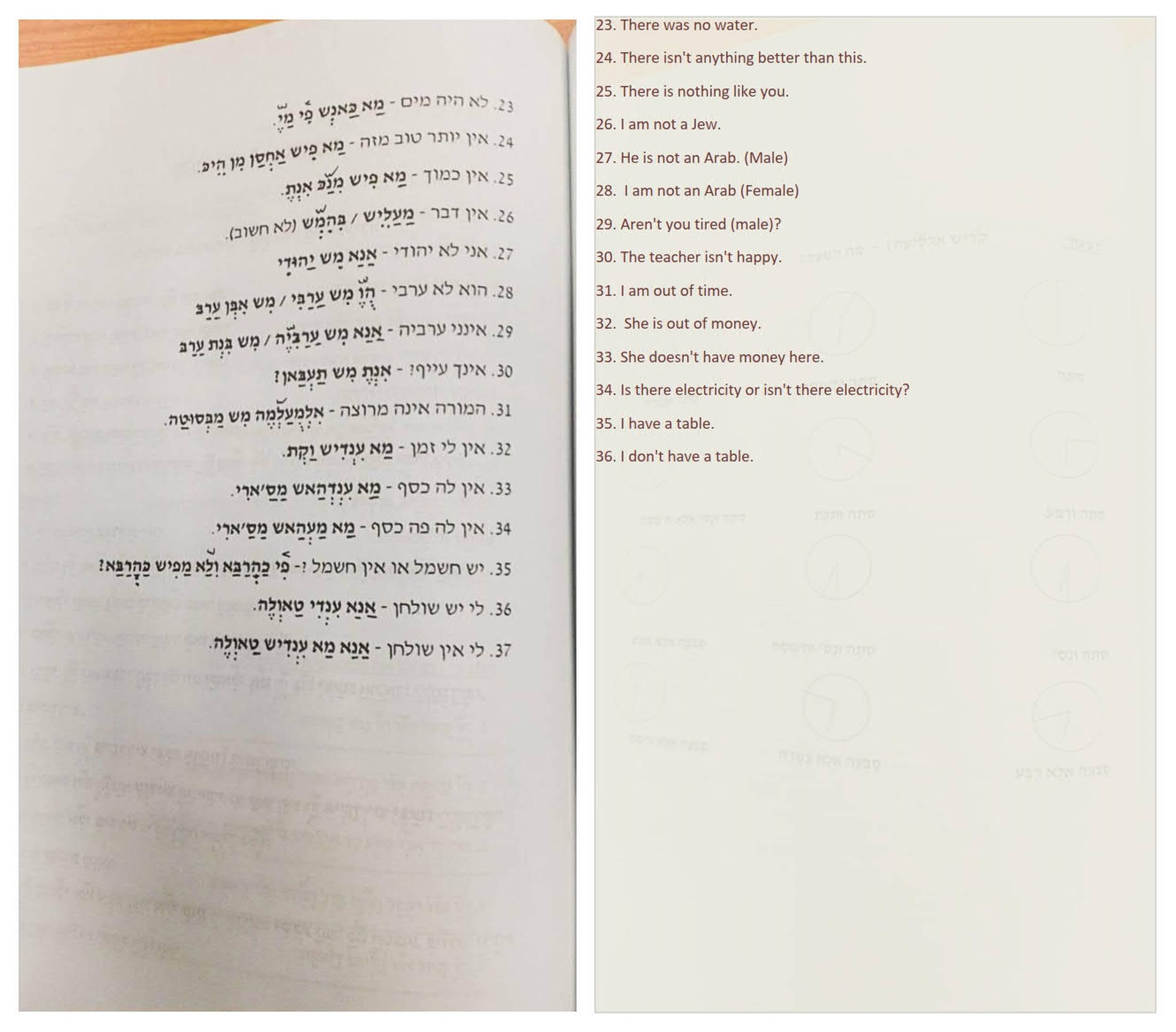 arabic text book - negation